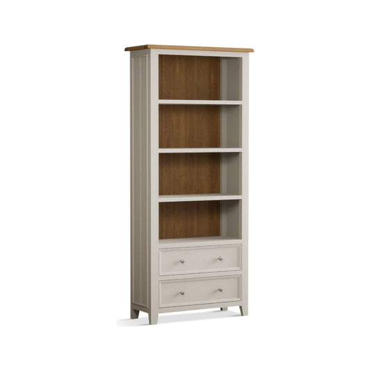 Hemsby Oak and Soft White Painted Tall Bookcase