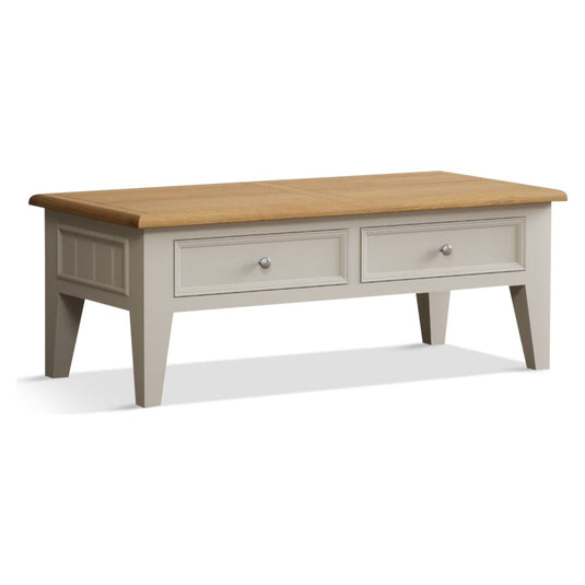 Hemsby Oak and Soft White Painted 4 Drawer Coffee Table