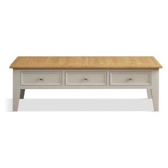 Hemsby Oak and Soft White Painted Extra Large 6 Drawer Coffee Table