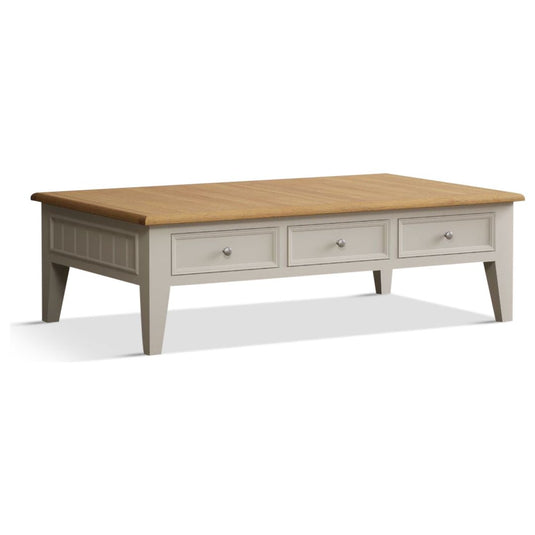 Hemsby Oak and Soft White Painted Extra Large 6 Drawer Coffee Table