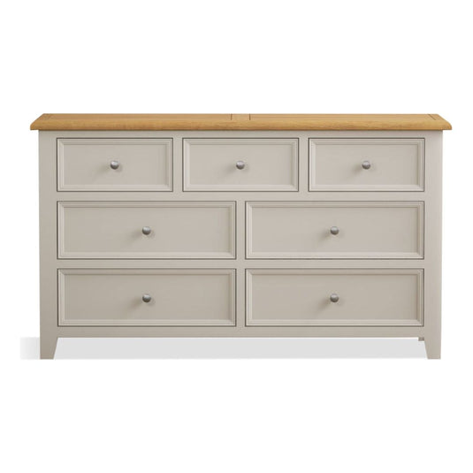 Hemsby Oak and Soft White Painted Wide Chest Of Drawers