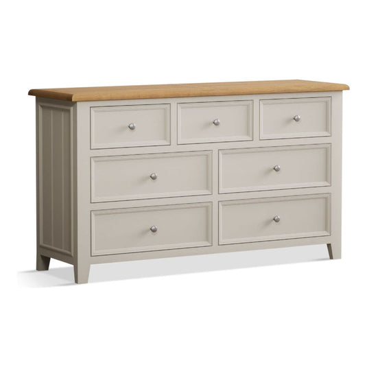 Hemsby Oak and Soft White Painted Wide Chest Of Drawers