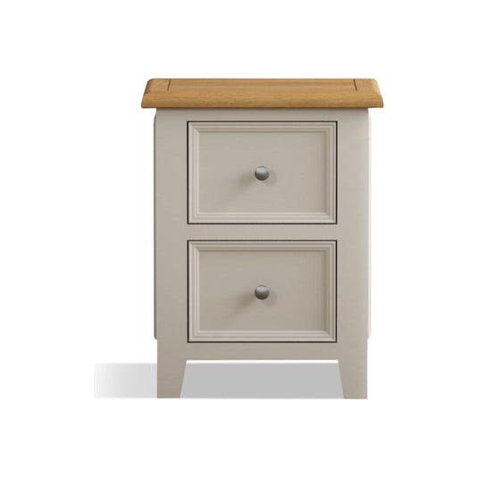 Hemsby Oak and Soft White Painted 2 Drawer Bedside Chest