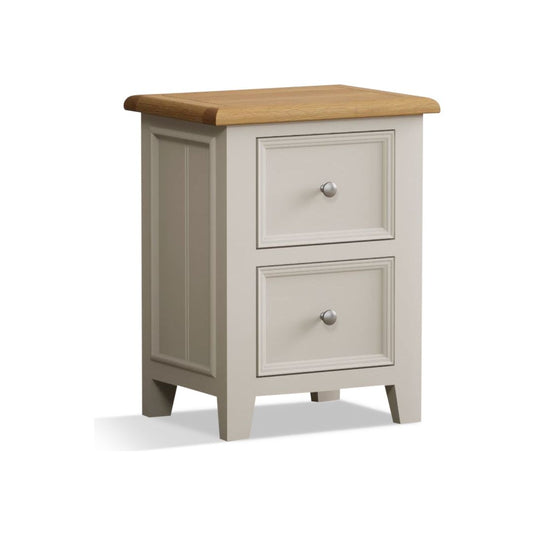 Hemsby Oak and Soft White Painted 2 Drawer Bedside Chest