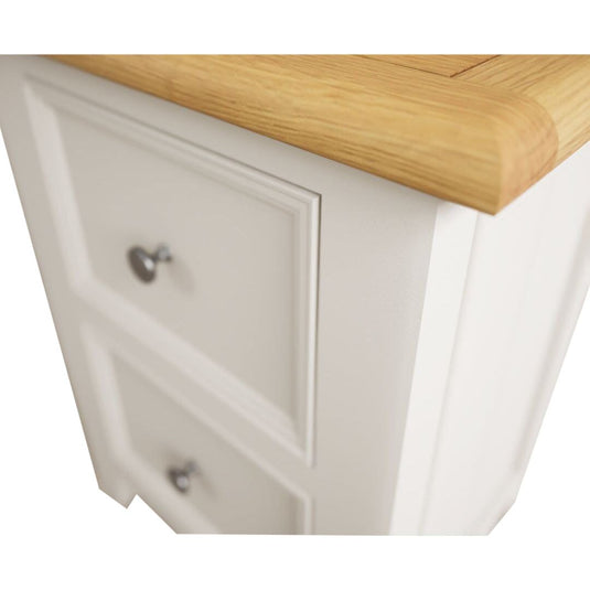 Hemsby Oak and Soft White Painted 2 Drawer Bedside Chest