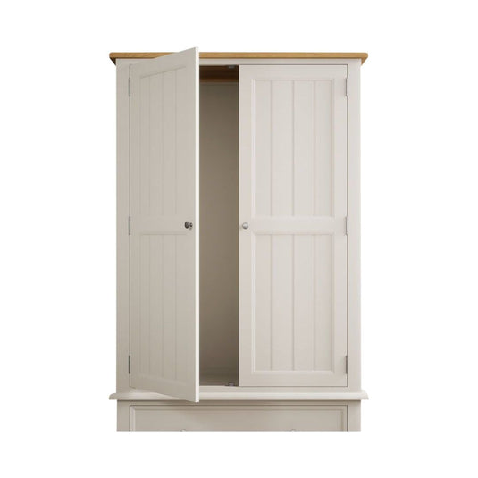 Hemsby Oak and Soft White Painted Double Wardrobe