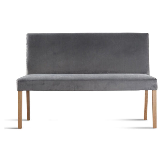 Evie Large Velvet Grey Bench with Back