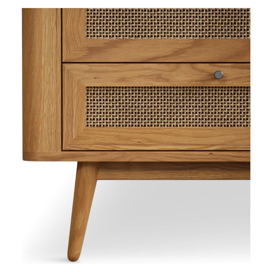 Oak Rattan Wide Chest of Drawers Chest of Drawers Oak Rattan 