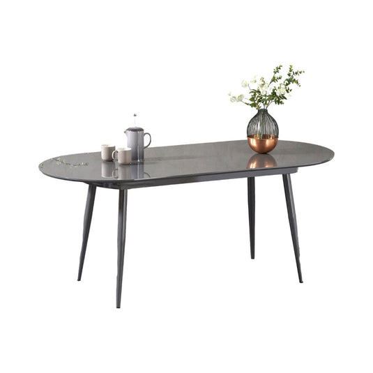 Extending Ravenna Dark Grey High Gloss Dining Table