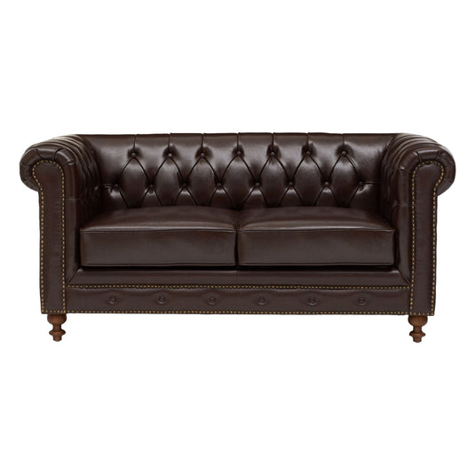 Wellington Chesterfield Brown Leather 2 Seater Sofa Sofa Wellington 