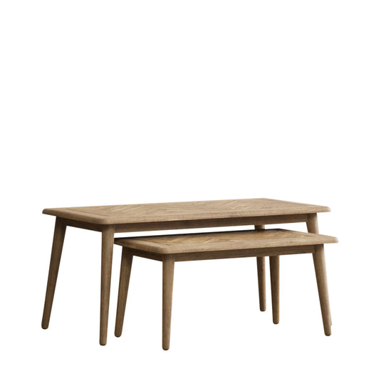 Carson Solid Oak Compact Nesting Coffee Tables