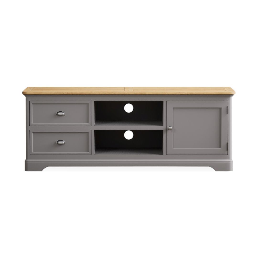 Oak Light Grey Painted Super Wide TV Cabinet