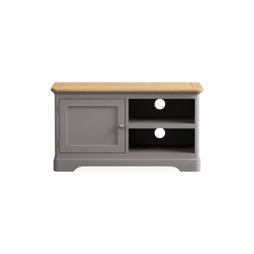 Oak Light Grey Painted Small TV Cabinet