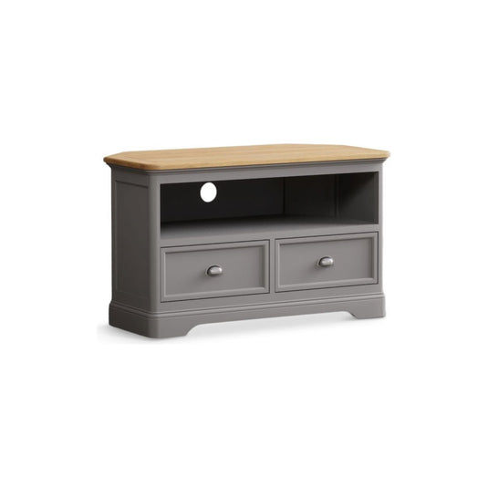 Bridstow Oak and Light Grey Painted Corner TV Cabinet Occasionals Bridstow 