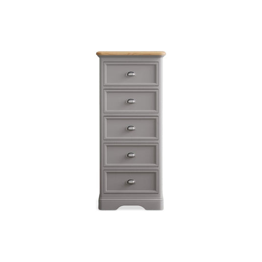Bridstow Oak and Light Grey Painted 5 Drawer Tallboy Storage Bridstow 