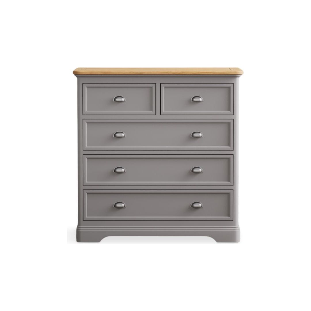 Oak Light Grey Painted 2 Over 3 Chest drawers