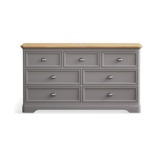 Bridstow Oak and Light Grey Painted Wide Chest Of Drawers Storage Bridstow 