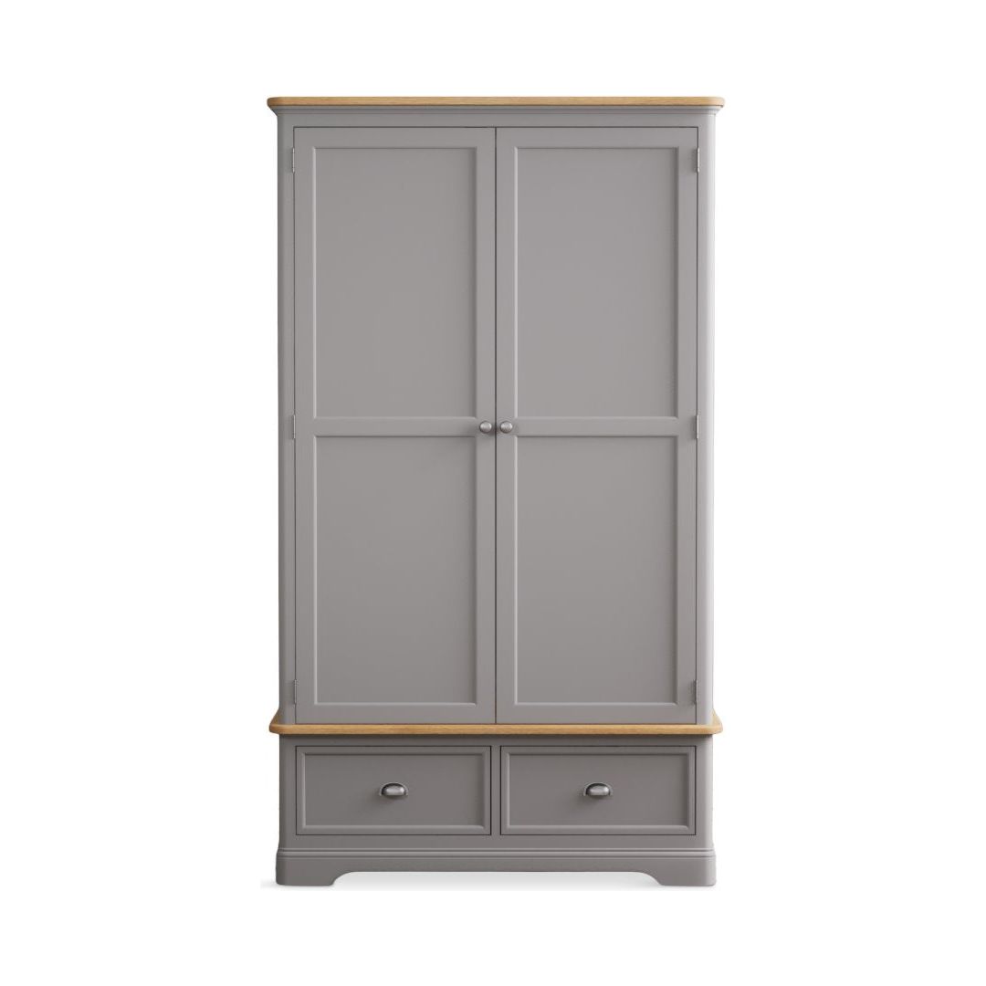 Oak Light Grey Painted Double Wardrobe