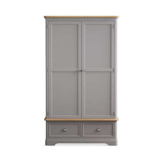 Bridstow Oak and Light Grey Painted Double Wardrobe Storage Bridstow 