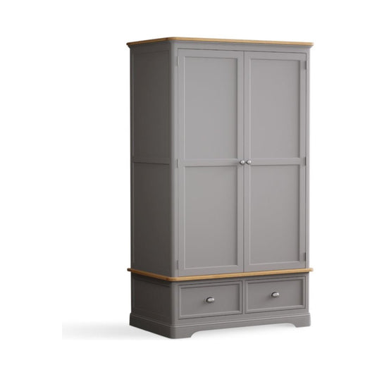 Bridstow Oak and Light Grey Painted Double Wardrobe Storage Bridstow 