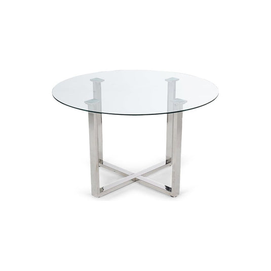 Verre 120cm Round Glass Dining Table