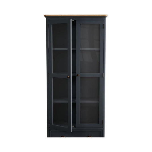 Ashton Oak and Blue Painted Glazed Display Cabinet