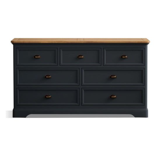 Ashton Oak and Blue Painted Wide Chest Of Drawers