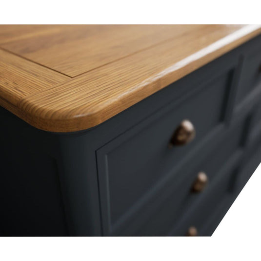 Ashton Oak and Blue Painted Wide Chest Of Drawers