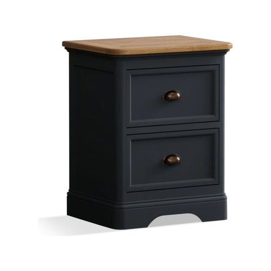 Ashton Oak and Blue Painted 2 Drawer Bedside Chest