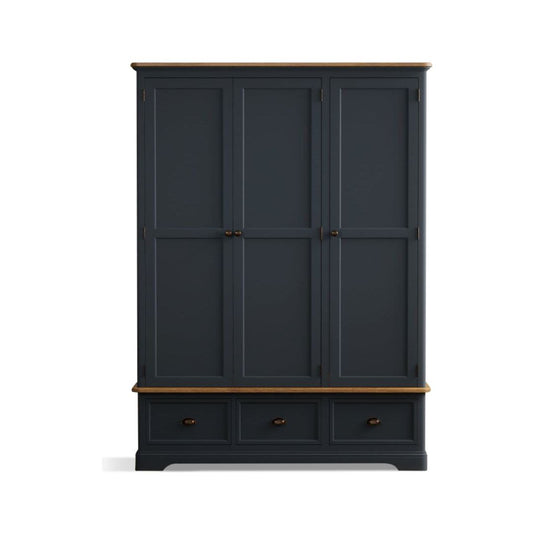 Ashton Oak and Blue Painted Triple Wardrobe