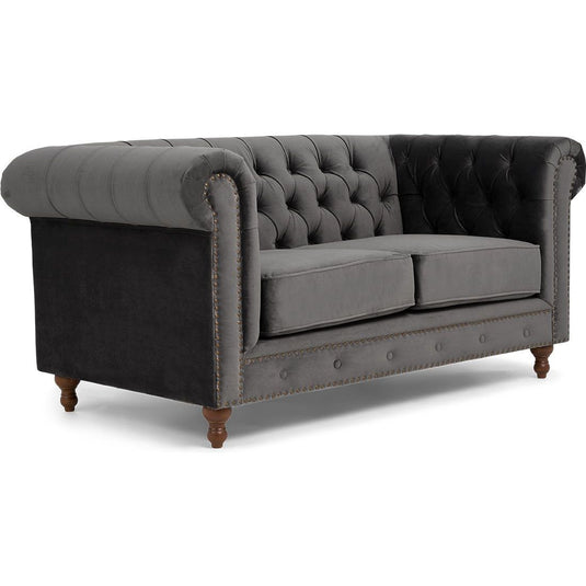 Westminster Chesterfield Dark Grey Velvet 2 Seater Sofa Sofa Westminster 