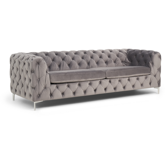 Mara Light Grey Velvet 3 Seater Sofa