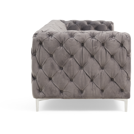 Mara Light Grey Velvet 3 Seater Sofa