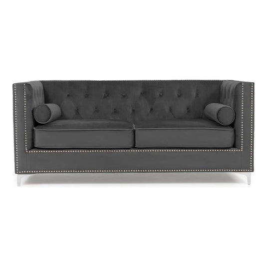 Cecile Grey Velvet 3 Seater Sofa Sofa Cecile 