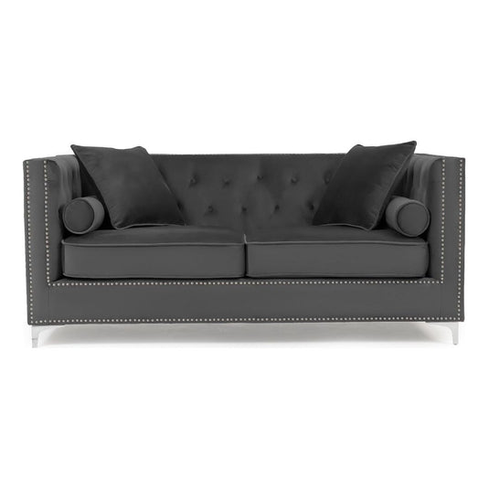 Cecile Grey Velvet 3 Seater Sofa Sofa Cecile 