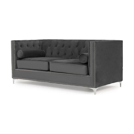 Cecile Grey Velvet 3 Seater Sofa Sofa Cecile 