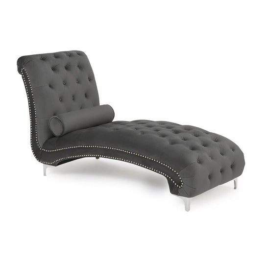 Cecile Grey Velvet Chaise Longue Sofa Cecile 