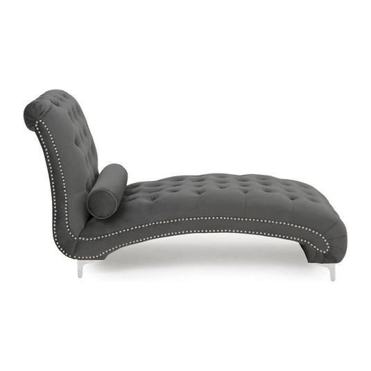 Cecile Grey Velvet Chaise Longue Sofa Cecile 