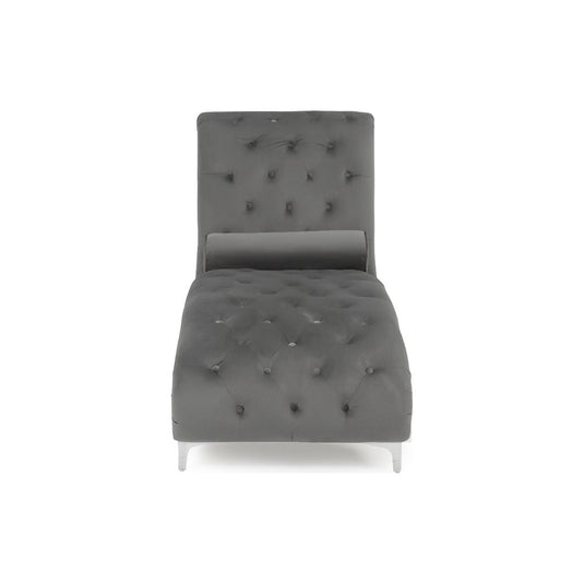 Cecile Grey Velvet Chaise Longue Sofa Cecile 