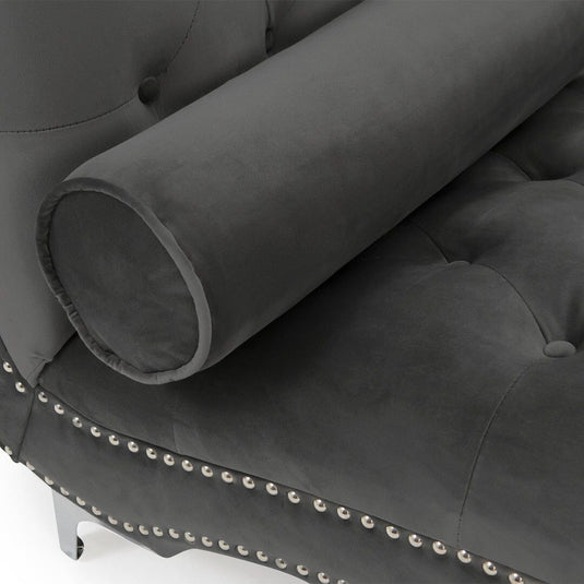 Cecile Grey Velvet Chaise Longue Sofa Cecile 