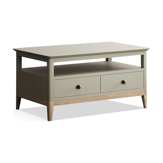 Numara Oak and Soft Green Painted 4 Drawer Coffee Table