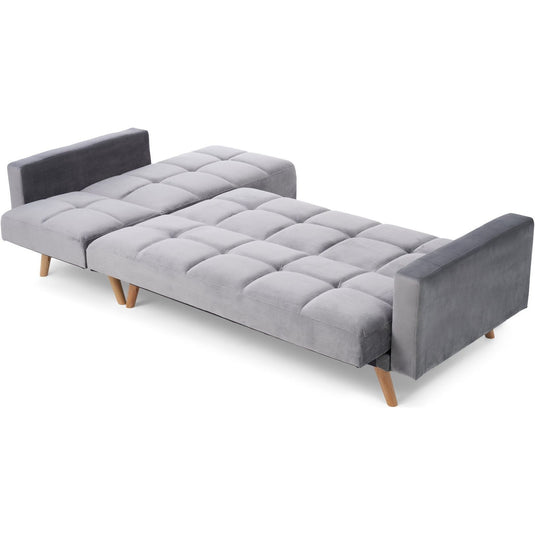 Ana Grey Velvet 3 Seater Corner Sofa Bed with Right Facing Chaise Sofa Ana 