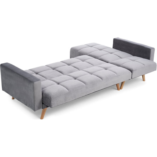 Ana Grey Velvet 3 Seater Corner Sofa Bed with Left Facing Chaise Sofa Ana 