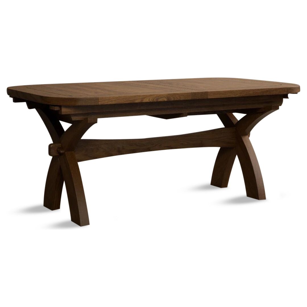 Extending 180cm Rustic Solid Oak Dining Table