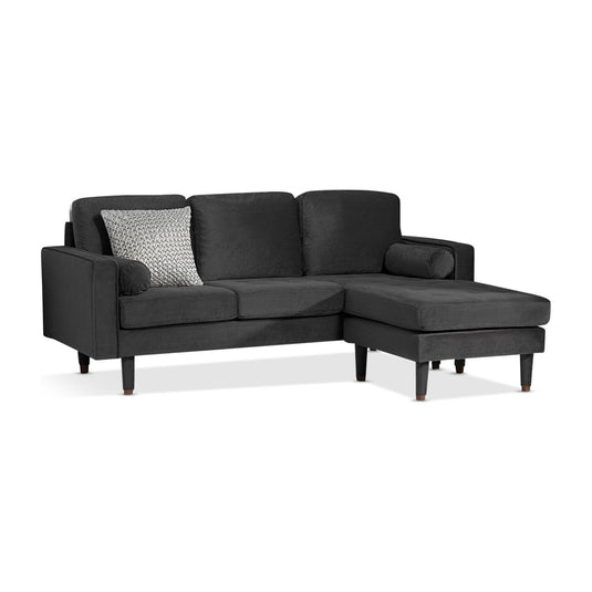 Alberta Grey Velvet 3 Seater Reversible Chaise Sofa