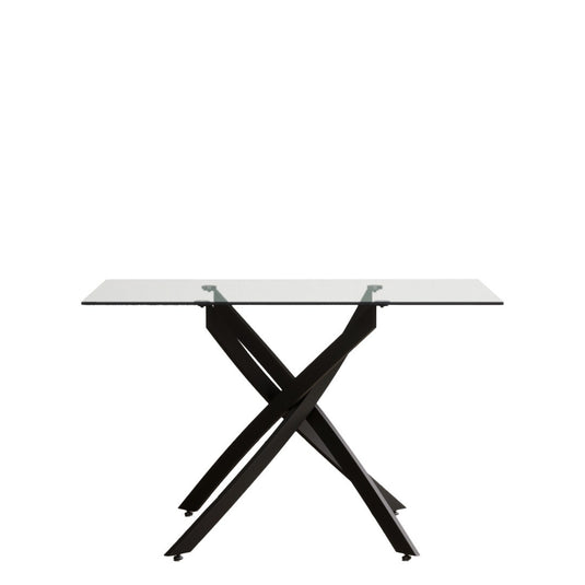 Bernini 120cm Black Leg Rectangular Glass Dining Table