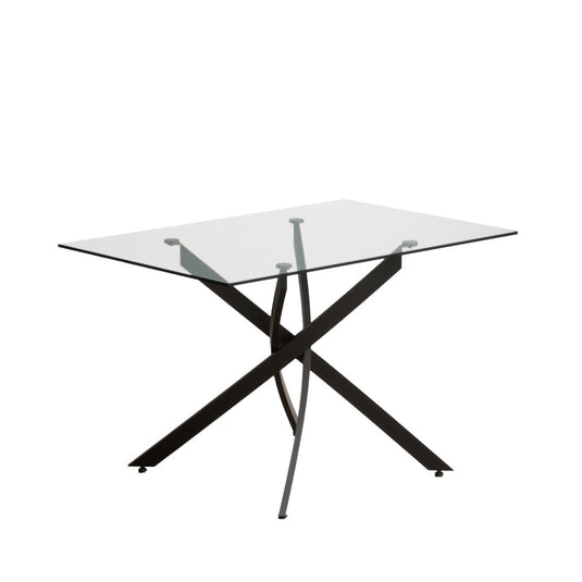 Bernini 120cm Black Leg Rectangular Glass Dining Table
