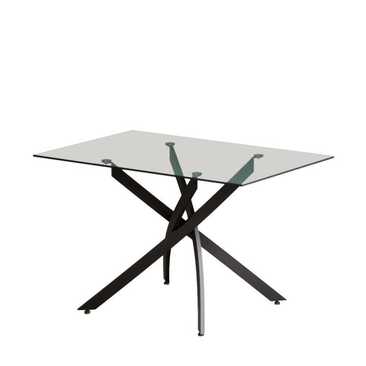 Bernini 120cm Black Leg Rectangular Glass Dining Table