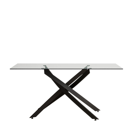 Bernini 160cm Black Leg Rectangular Glass Dining Table