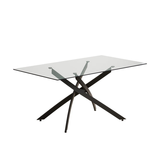 Bernini 160cm Black Leg Rectangular Glass Dining Table